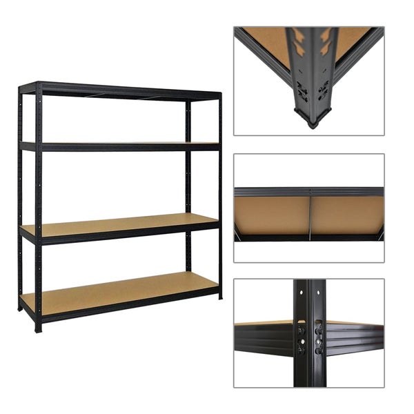 PROREGAL Mega Deal 4er-Set Schwerlastregal Giant Elephant 160x150x45cm mit 4 Ebenen Fachlast 200kg Schwarz