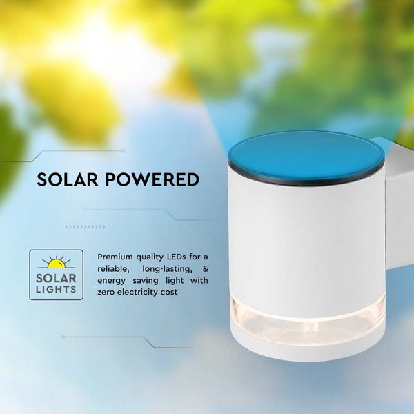 V-TAC VT-1139-W - Solar-Wandleuchten - IP44 - Weißes Gehäuse - 70 Lumen - 3000K