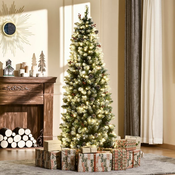 HOMCOM Weihnachtsbaum, Ø65 x 180 cm, Stahl, Grün, Weiß