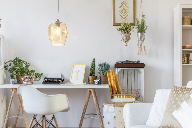 Organische Glas lampe in Beige, Hängelape Glaskugel 34 cm | Wohnzimmer Esszimmer Leuchte