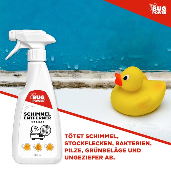 Silberkraft Schimmelentferner mit Aktiv-Chlor 500ml, Stark gegen Schimmel, Stockflecken, Sofort- & Langzeitschutz für Bad, Dusche, Fliesen, Fugen, Keller & Wände, Inkl. 70-seitigem Schimmel-Ratgeber