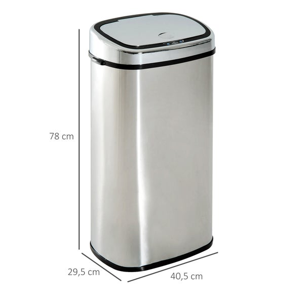 HOMCOM, Automatik Mülleimer, Abfalleimer, 68L, Edelstahl, Kunststoff, Silber