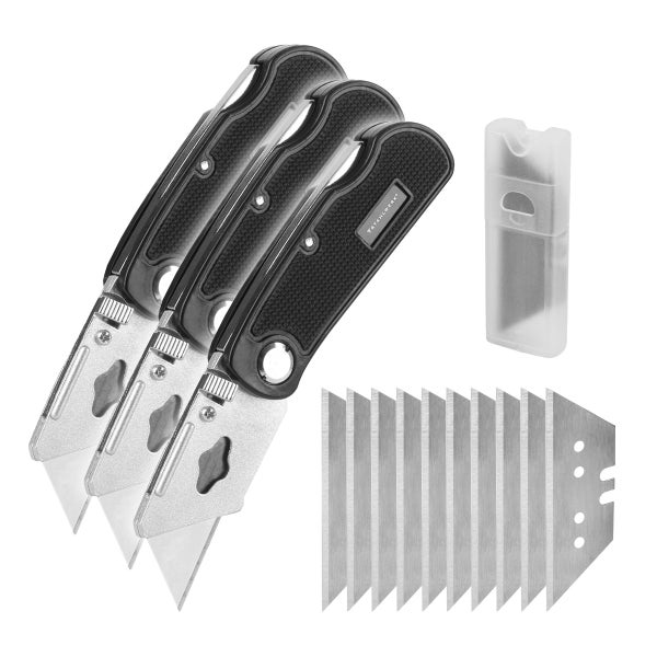 Klappbares Cuttermesser 3er Set Schnellwechsel Sicherheitsverriegelung