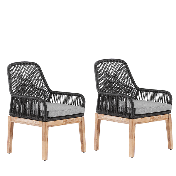 Set mit 2 Stühlen und Sitzkissen OLBIA Kunststoff Schwarz