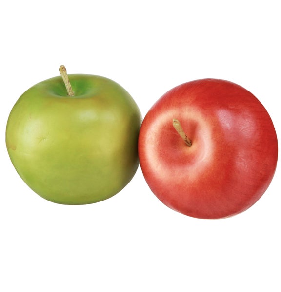 Zwei Äpfel, einer grün und einer rot