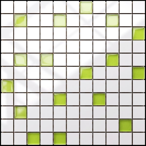 Keramikmosaik auf Netz für Bad oder Küche 30cm x 30cm - Spring greens