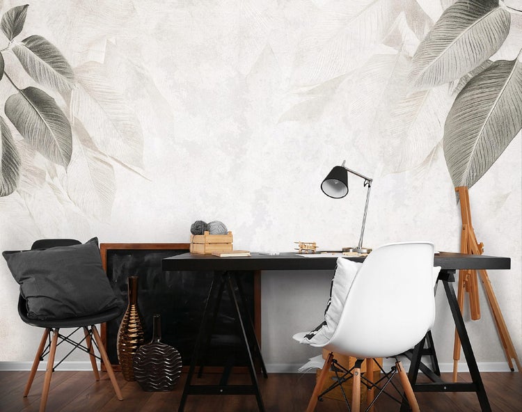 FFototapete Blätter Beton Vintage Vlies Tapete Wohnzimmer 400x280 cm