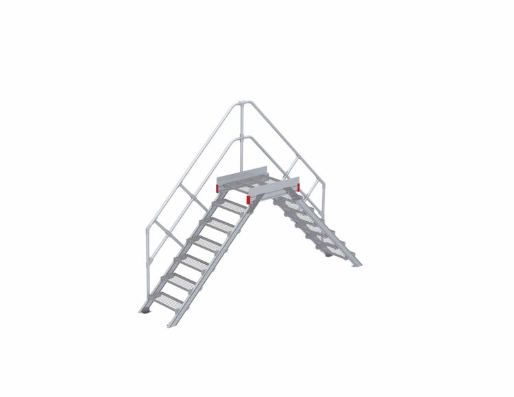 Überstiegsleiter aus Metall mit Geländer für den sicheren Zugang