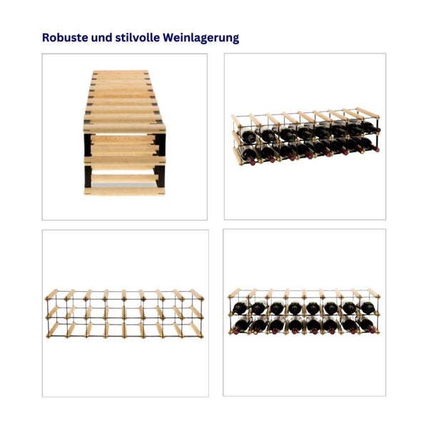 PROREGAL Modulares Weinregal Vinotega Mod Metal HxBxT 22,5 x 82,5 x 24,5 cm 8 x 2 Flaschen Massives Kiefernholz Natur