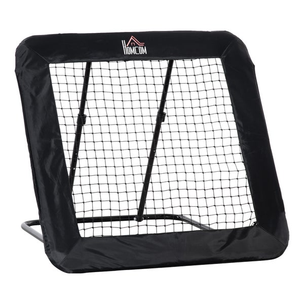 HOMCOM Fußball Rebounder, klappbar Kickback Tor, Verstellbar in 5 Stufen, 128 x 118 x 108-120 cm, Stahl, Schwarz