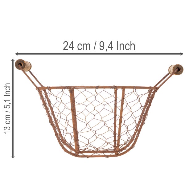 Drahtkorb mit Holzgriffen, Breite 24 Zentimeter, Höhe 13 Zentimeter