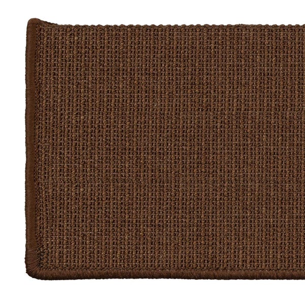 FLOORDIREKT Stufenmatte aus Sisal - Pure Nature - Umkettelt & Selbstklebend - Dunkelbraun - 23,5 x 65 cm - Rechteckig