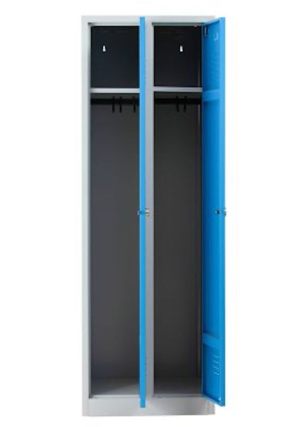 PROREGAL Garderobenspind Camel 2-Fächer HxBxT 180 x 60 x 50 cm Vorhängeschloss Grau-Hellblau