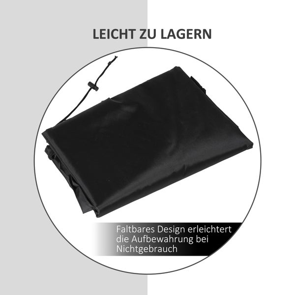 Gefaltete Schutzhülle mit Kordelzug für einfache Lagerung.