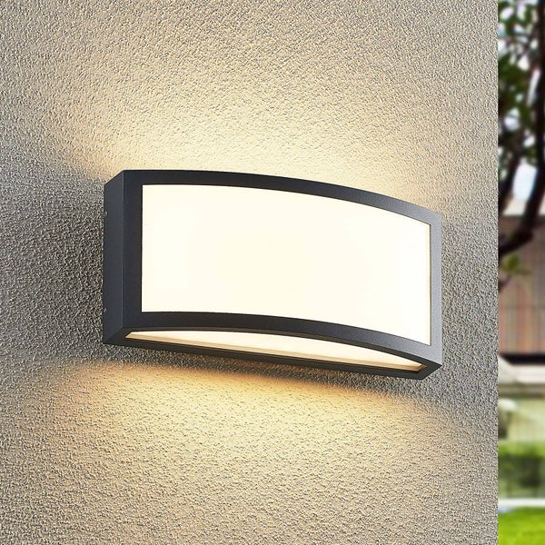 Lindby LED Wandleuchte außen Jakari (spritzwassergeschützt (Modern) in Schwarz aus Aluminium (1 flammig, ) - Außenwandleuchten Wandlampe Led Außenlampe Outdoor für Außenwand/Hauswand