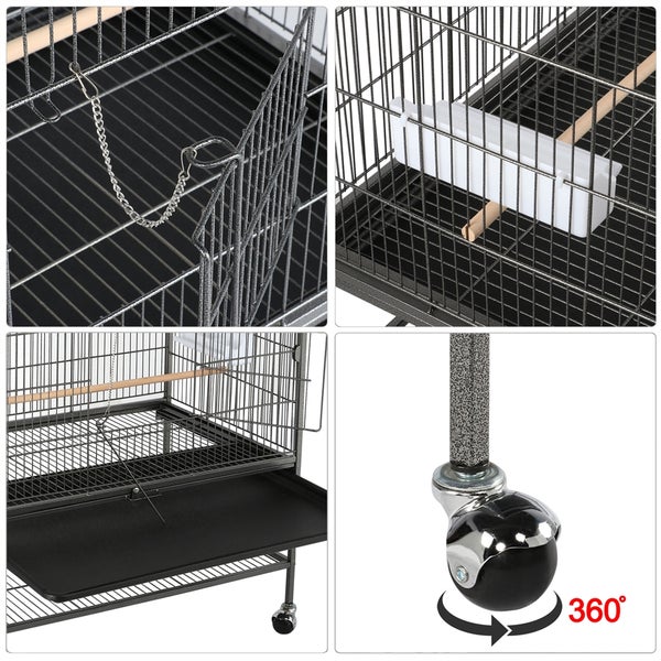 Yaheetech Vogelkäfig mit 2 Türen, Schwarz