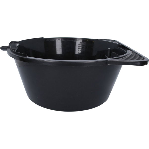 Schwarze Farbschale mit Messskala für Friseurbedarf