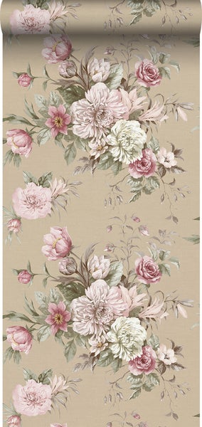 Borastapeter Tapete Blumenstillleben Rosa - 53 cm x 10.05 m - 660257