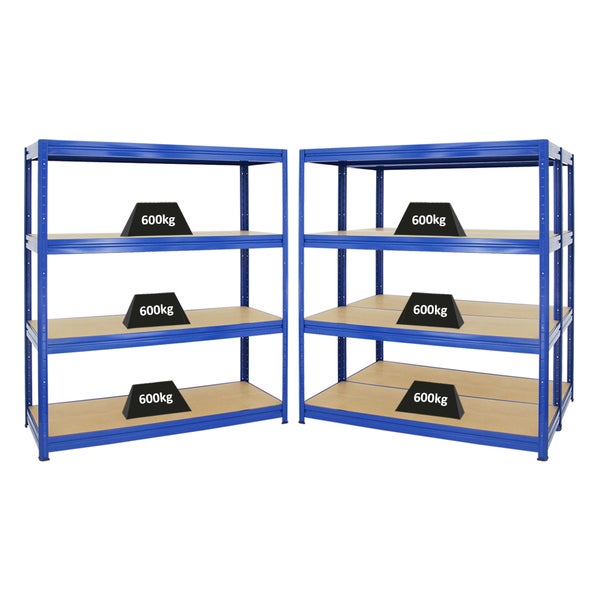 PROREGAL Mega Deal 3x Schwerlastregal Dino HxBxT 180 x 160 x 60 cm Fachlast 600 kg Blau