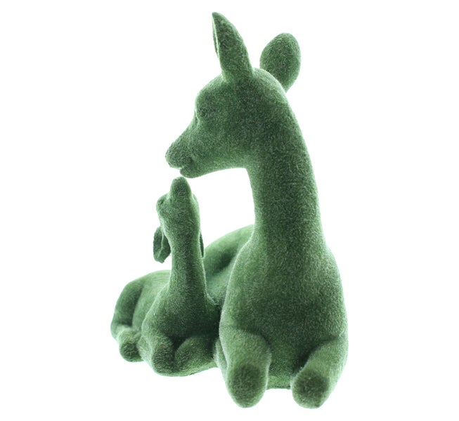 FRANK FLECHTWAREN | Reh mit Kitz Moos, 17,5 x 10,5 x 15,5 cm, POLYRESIN