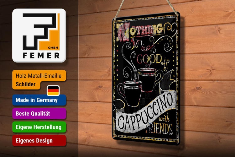 Blechschild Spruch 20x30cm Cappuccino with friends