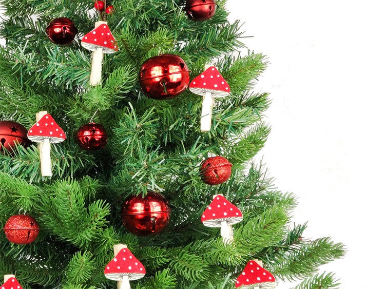 Geschmückter künstlicher Weihnachtsbaum MUCHOMÚRYKA 60 cm mit LED-BELEUCHTUNG IM TOPF