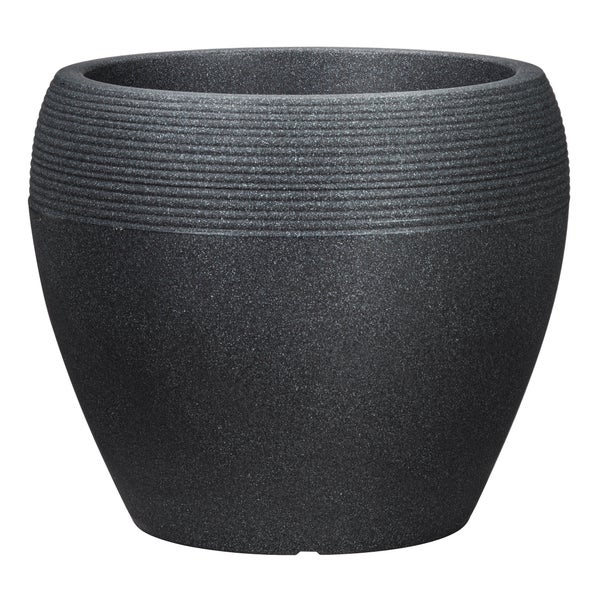 Scheurich Lineo 30, Pflanzgefäß/Blumentopf/Pflanzkübel, rund,  aus Kunststoff Farbe: Schwarz-Granit, 28,65 cm Durchmesser, 24,1 cm hoch, 11 l Vol.