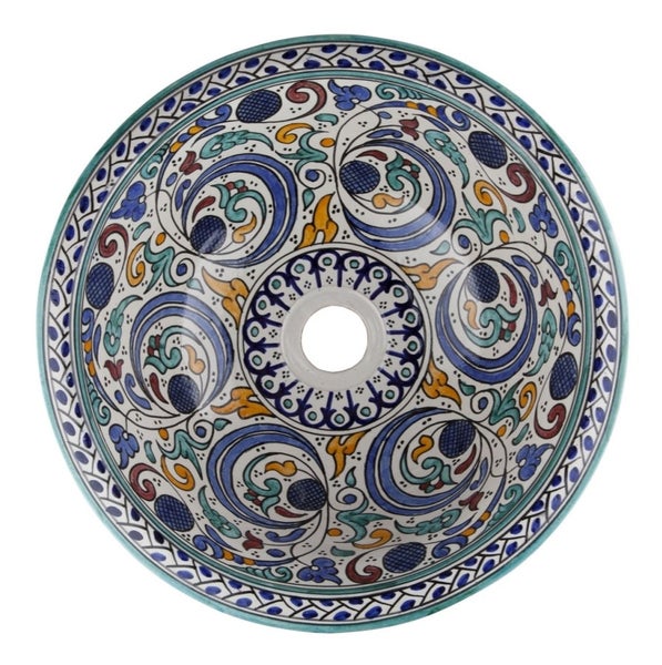 Keramik Aufsatzwaschbecken mit floralem Muster