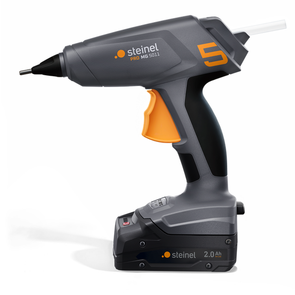 Abbildung einer Heissklebepistole mit Massangaben