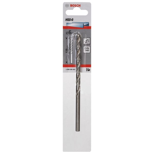 Bosch 1x Metallbohrer HSS-G DIN 340 6 x 91 x 139 mm - 2608595685