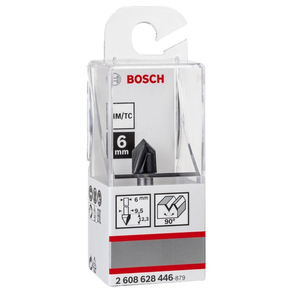 Bosch V-Nutfräser Standard for Wood V-Groove Bits 6 mm D 9,5 mm L 12,4 mm G 45 mm 90° - 2608628446