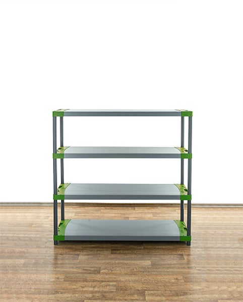 PROREGAL Kunststoffregal Big Grey Bear Low HxBxT 138 x 140 x 46 cm Fachlast 120 kg Grau/Grün