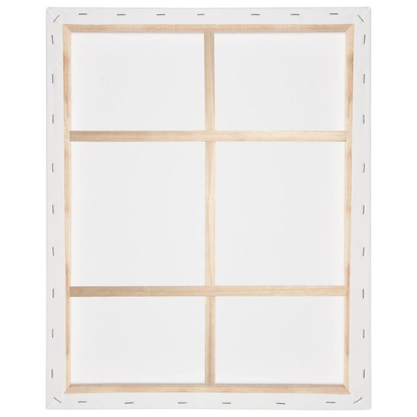 Rückseite einer Keilrahmenleinwand mit Holzrahmen