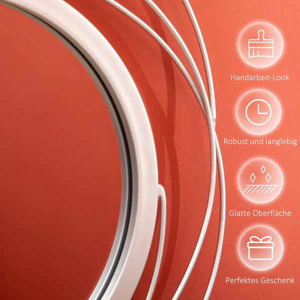 HOMCOM 4er Set Spiegel für Wanddekoration, Wanddekoration mit 4 runden Spiegeln, Wohnzimmerdeko, Wandspiegel, Flurspiegel, Wandkunstwerk für Wohnzimmer, Schlafzimmer, Metall, Silber