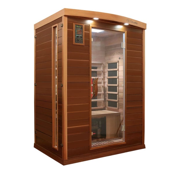 Dewello® Infrarotkabine Infrarotsauna PIERSON PRO Zeder 135cm x 105cm inkl. 3 Duo-Strahler, 2 Vollspektrumstrahler , 3 Karbonstrahler