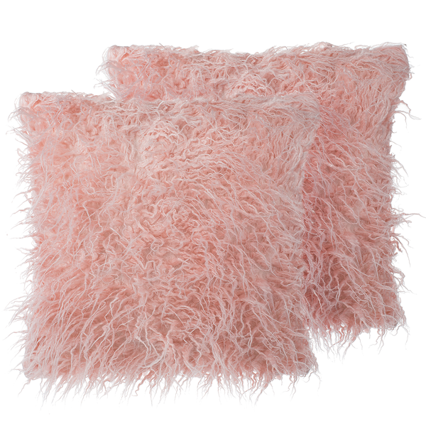 Dekokissen 2er Set DAISY Webpelz 45 x 45 cm Rosa Ohne Muster