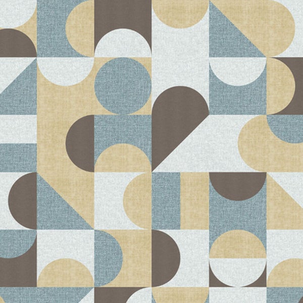 Geometrisches Muster mit Kreisen, Halbkreisen, Quadraten und Dreiecken