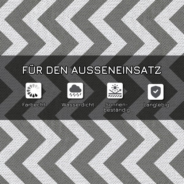 Outsunny Outdoor-Teppich, wasserdicht, mit doppelseitigem Design, für Terrasse, Balkon, Camping,  121 x 182 cm, Kunststoff, Hellgrau+Weiß
