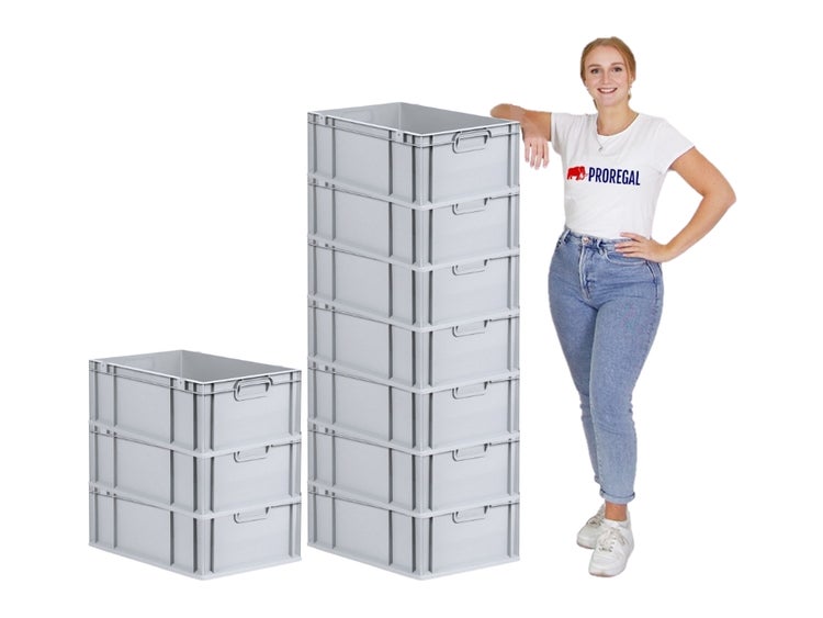 PROREGAL Spar Set 10x Eurobox Nextgen Economy Griffe Geschlossen HxBxT 22 x 40 x 60 cm 44 Liter Eurobehälter Transportbox Transportbehälter