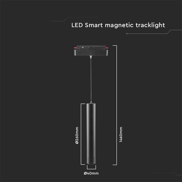 V-TAC VT-908D - Smart Magnetic Tracklights - Pendel - Schwarz - IP20 - 8W - 700 Lumen - 3IN1