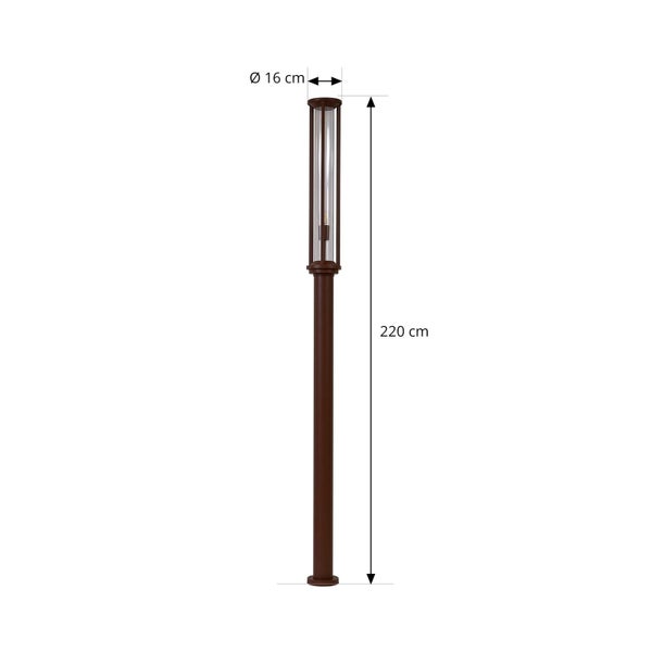 Lucande Mastleuchte außen Alivaro (Modern) in Braun aus Aluminium (1 flammig, E27) - Kandelaber Außenleuchte