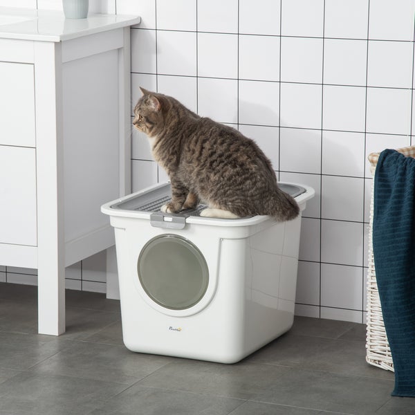 PawHut Katzentoilette, 44L x 55B x 39H cm, PE, Weiß