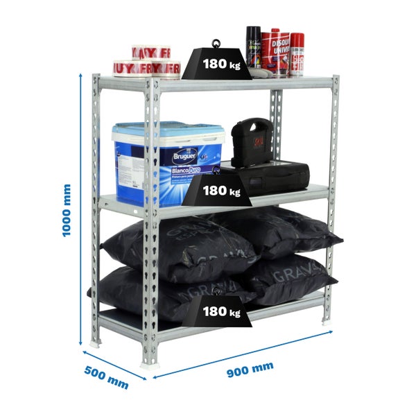 PROREGAL Schwerlastregal Small Metal Shark HxBxT 100 x 90 x 50 cm Fachlast 180 kg Verzinkt