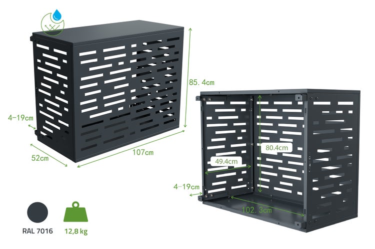 Klimaanlagenverkleidung mit Maßen
