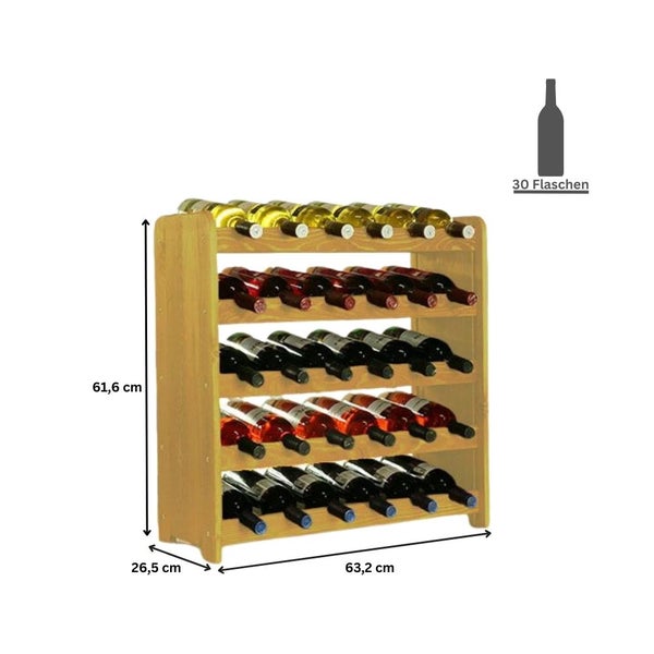 PROREGAL Weinregal Pinotwine C HxBxT 61,6 x 63,2 x 26,5 cm 30 Flaschen Massives Kiefernholz Rotbraun Geölt