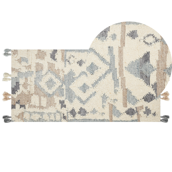 Teppich MRGAVET Beige 80 x 150 cm Wolle Kelim
