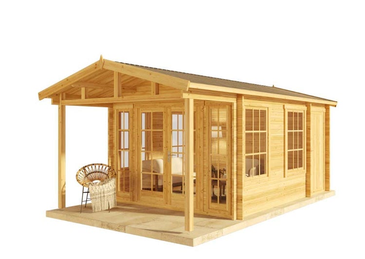 Alpholz Gartenhaus Kim-Avant 40 aus Holz in braun Holzhaus Inklusive: Terrasse Blockbohlenhaus