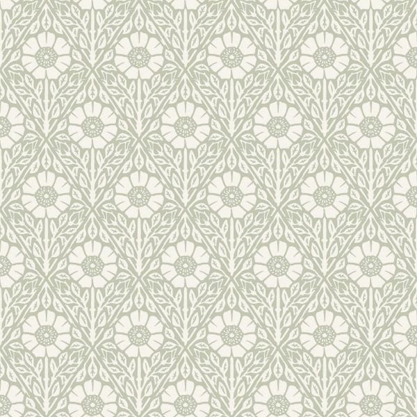 Borastapeter Tapete Blumenmuster Graugrün - 53 cm x 10.05 m - 662564