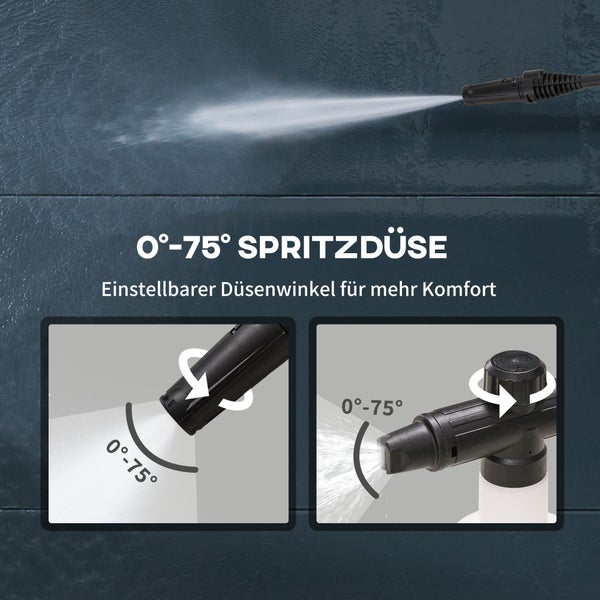 DURHAND Hochdruckreiniger mit Rollen, 1800 W,  inkl. 5-tlg. Zubehör, max. Wassermenge: 510 l/h, 35L x 27B x 78H cm, PP, Kupfer, Aluminium, Blau