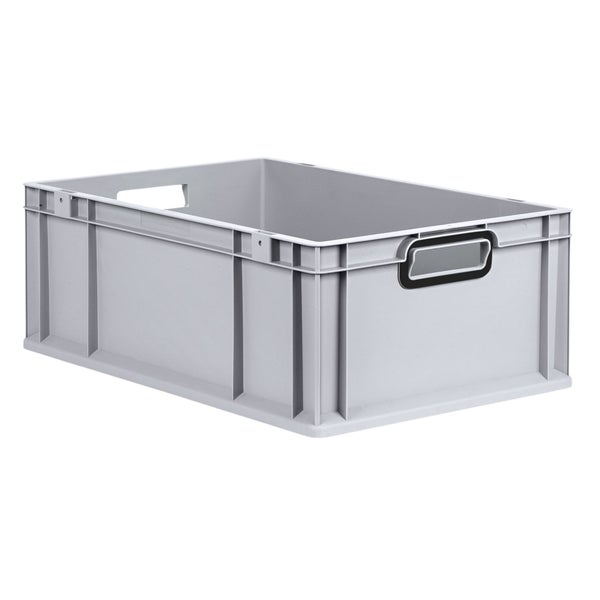 Eurobox NextGen Color, HxBxT 22x40x60cm, 44 Liter, Griffe schwarz offen, Verstärkter Boden, Grau, Eurobehälter, Transportbox, Transportbehälter, Stapelbehälter